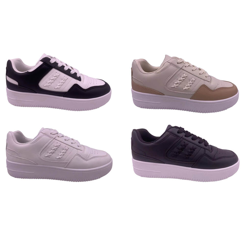 Wholesale fashion walking style casual shoes women flat white shoes for women