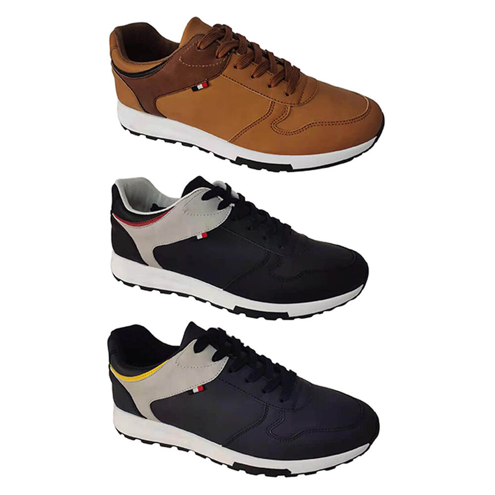 Breathable light weight fashion OEM new style men casual sport running shoes black colour