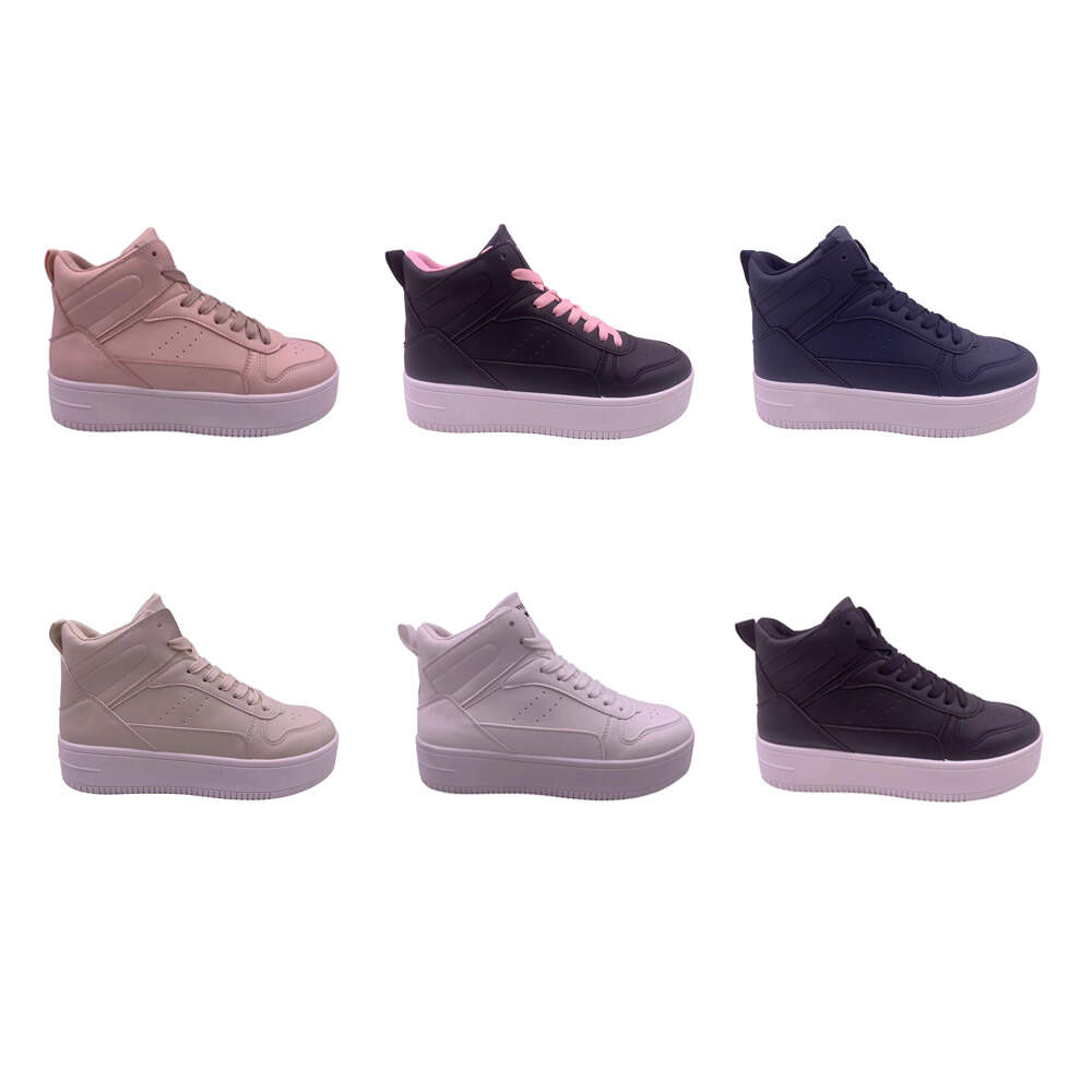 Luxury Trainers Ankle Lace Up Women Casual Sneaker High-TOP Streetwear Flats Black Boots