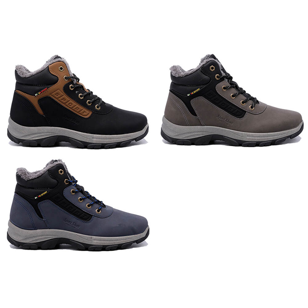 Men's Waterproof Hiking Boots Anti-Slip Outdoor Hiking Shoes Mid Top Ankle Boot Genuine Leather Snow Boots For Men