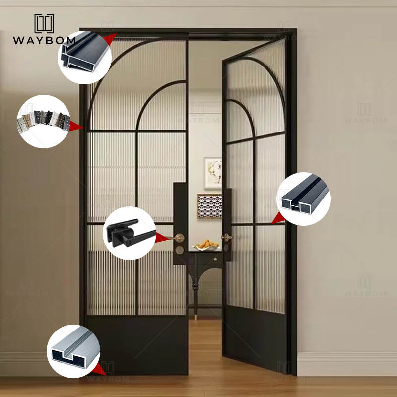 45 Aluminium Office swing door sliding door single glass profile telescopic sliding doors for interiors