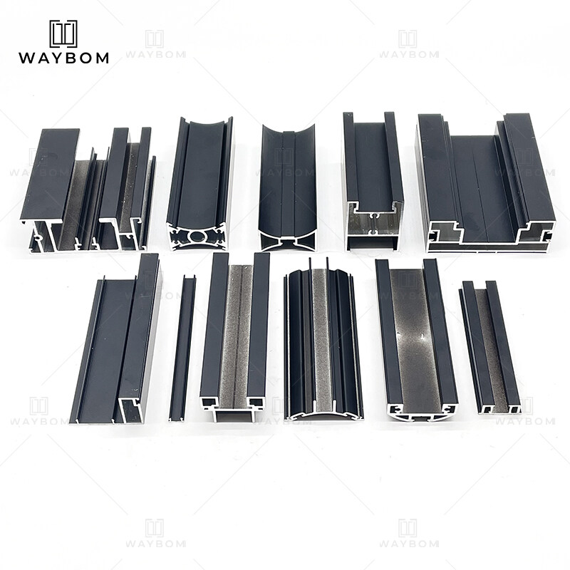 Waybom free folding aluminum door custom industrial aluminum extrusion profile upper roller pivot folding black doors
