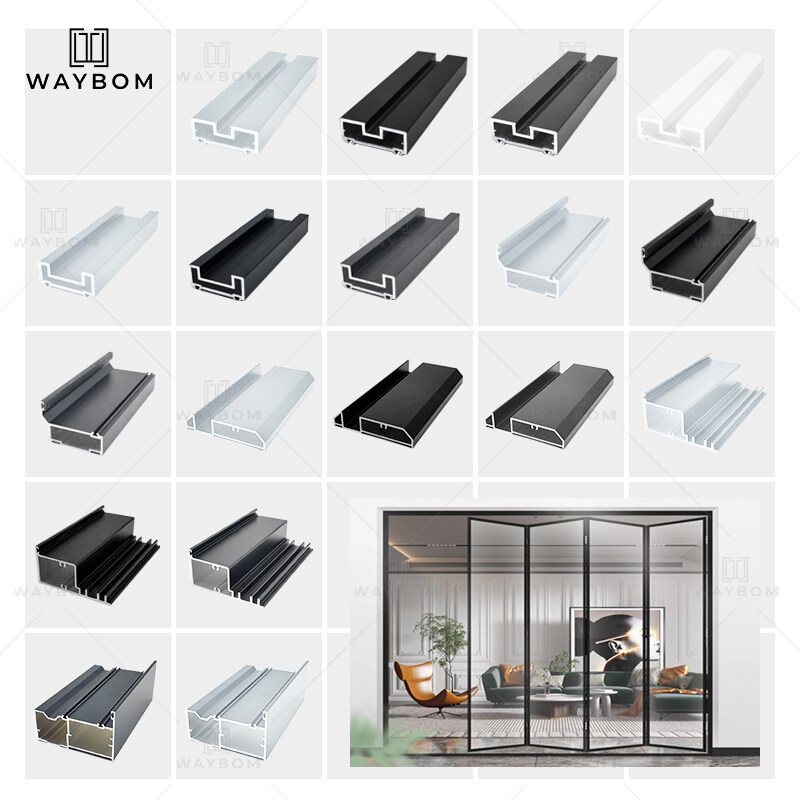 Factory Price Extremely 45 series Narrow Series Folding Door Slim Profile Folding Glass Door Folding Slide Door Bathroom