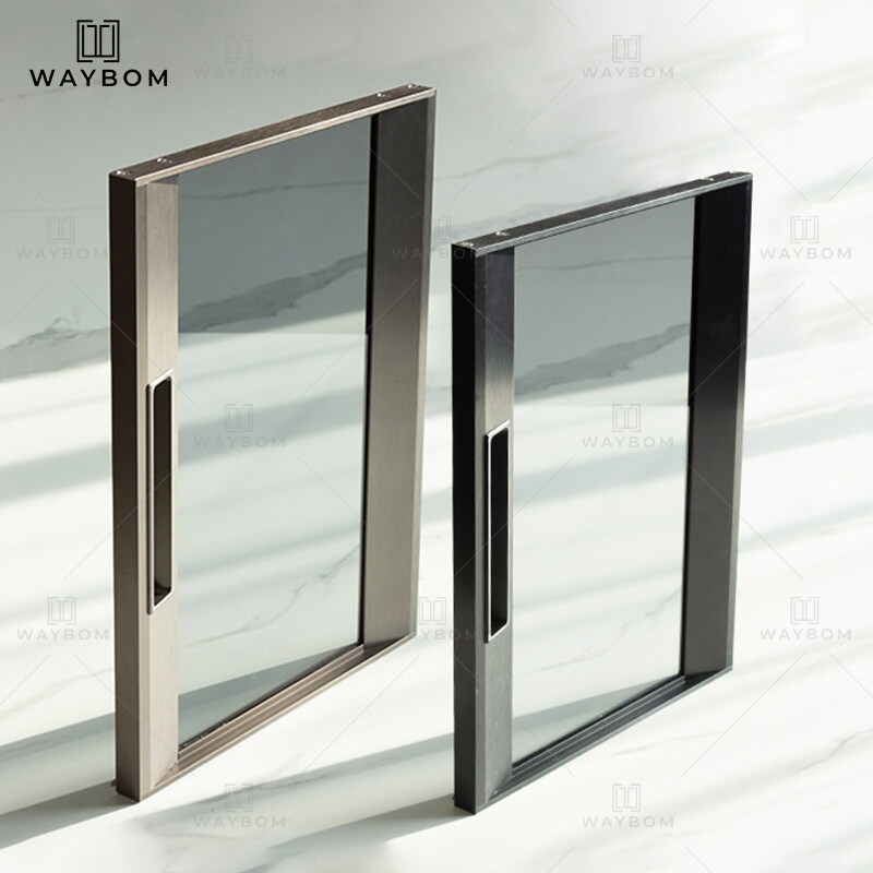 Italy Style wide side cabinet door profiles anodized aluminum frame profile for kitchen and Closet glass door