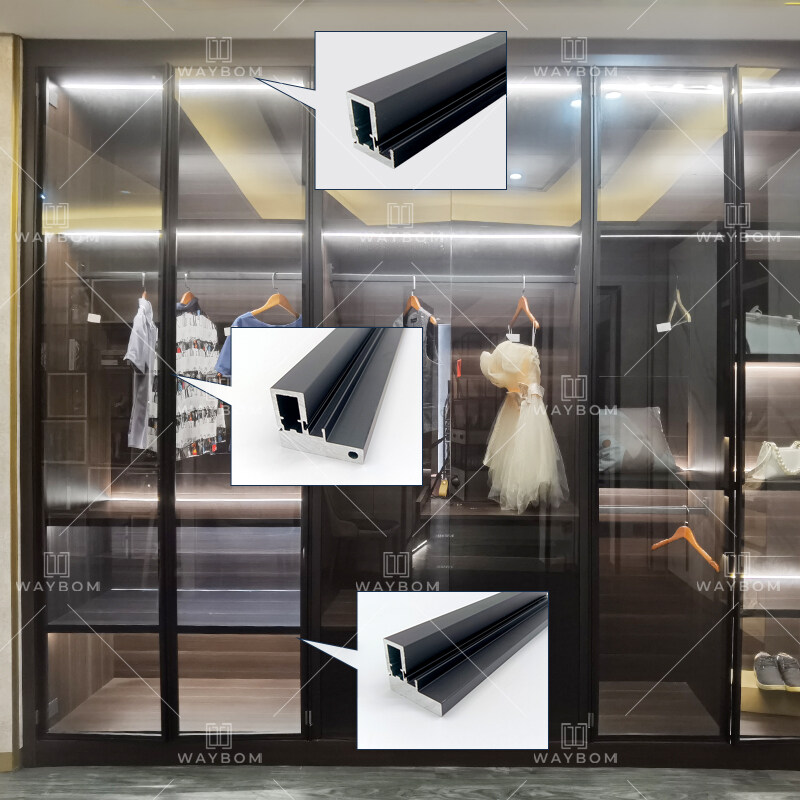 Furniture Decorations Kitchen Wardrobe Cabinet  Extrusion Aluminium Handle Edge Profilewith  soft close pivot hinges