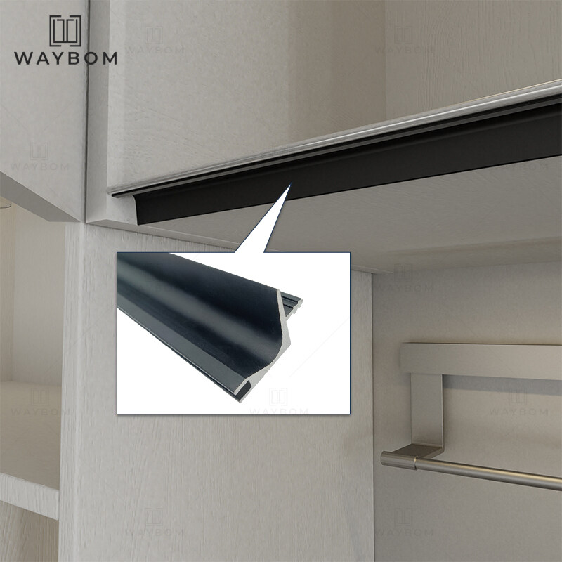 Waybom aluminium profile wardrobe pull handles cabinet knobs cupboard hardware black kitchen handles