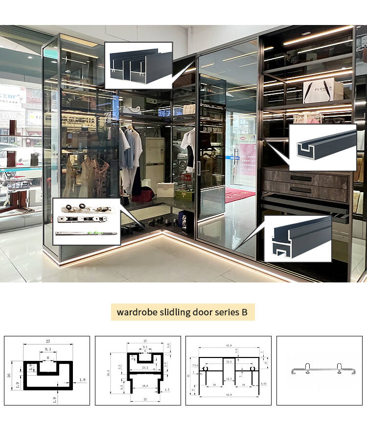 New design Wardrobe Closet Sliding Glass Door Aluminium Profile Sliding ...