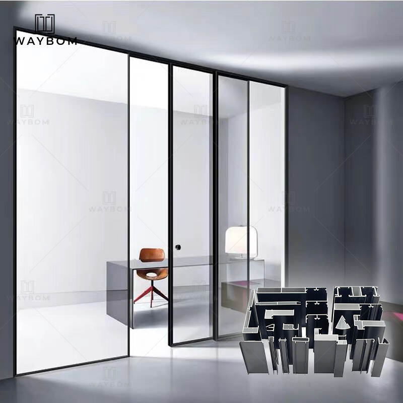 40 Powder Coating Aluminum Swing door Extrusion Profiles Slim Frame Sliding Door profile swing doors used indoors