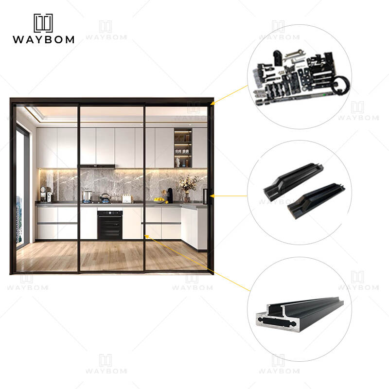 New design double glass aluminum for sliding doors aluminum black frame extruded profiles for bedroom