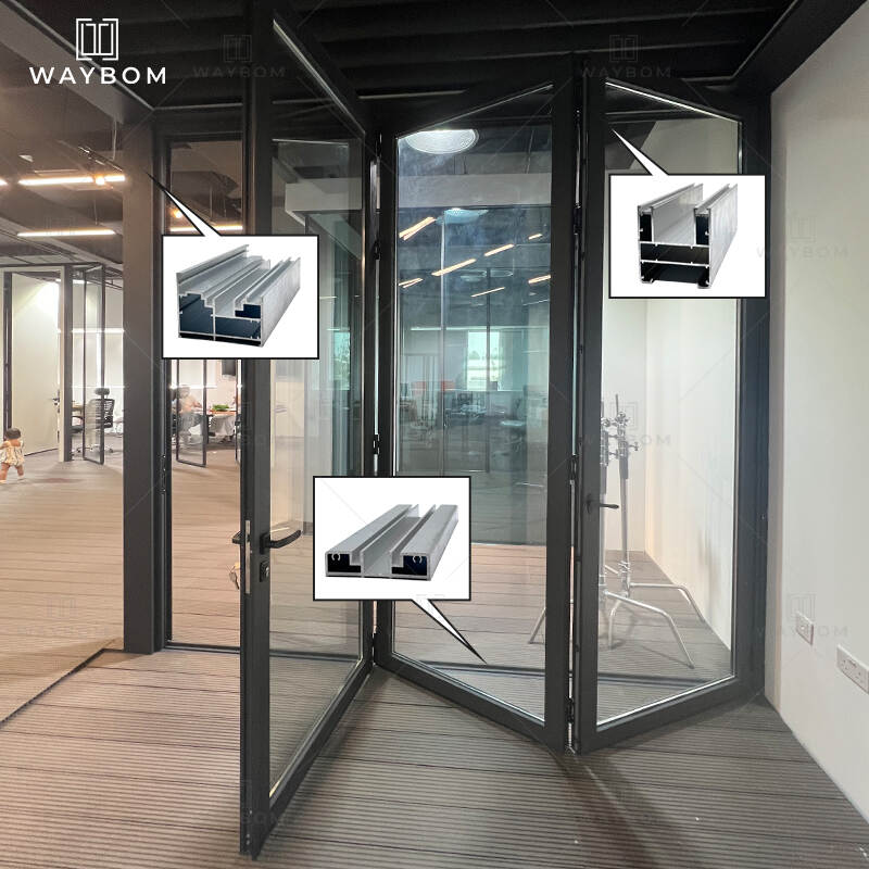 75 systems luxury Exterior Large folding door extrusion profiles with aluminum accessories