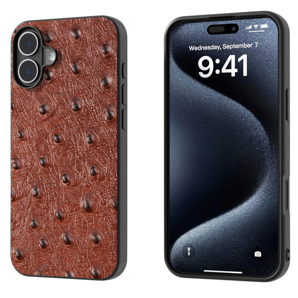 Benutzerdefinierte DIY Anti-Stoß-Strauß-Haut Leder-Telefonhüllen Matte TPU PC Magnetic Leder Telefon Hülle für iPhone 16-Copy