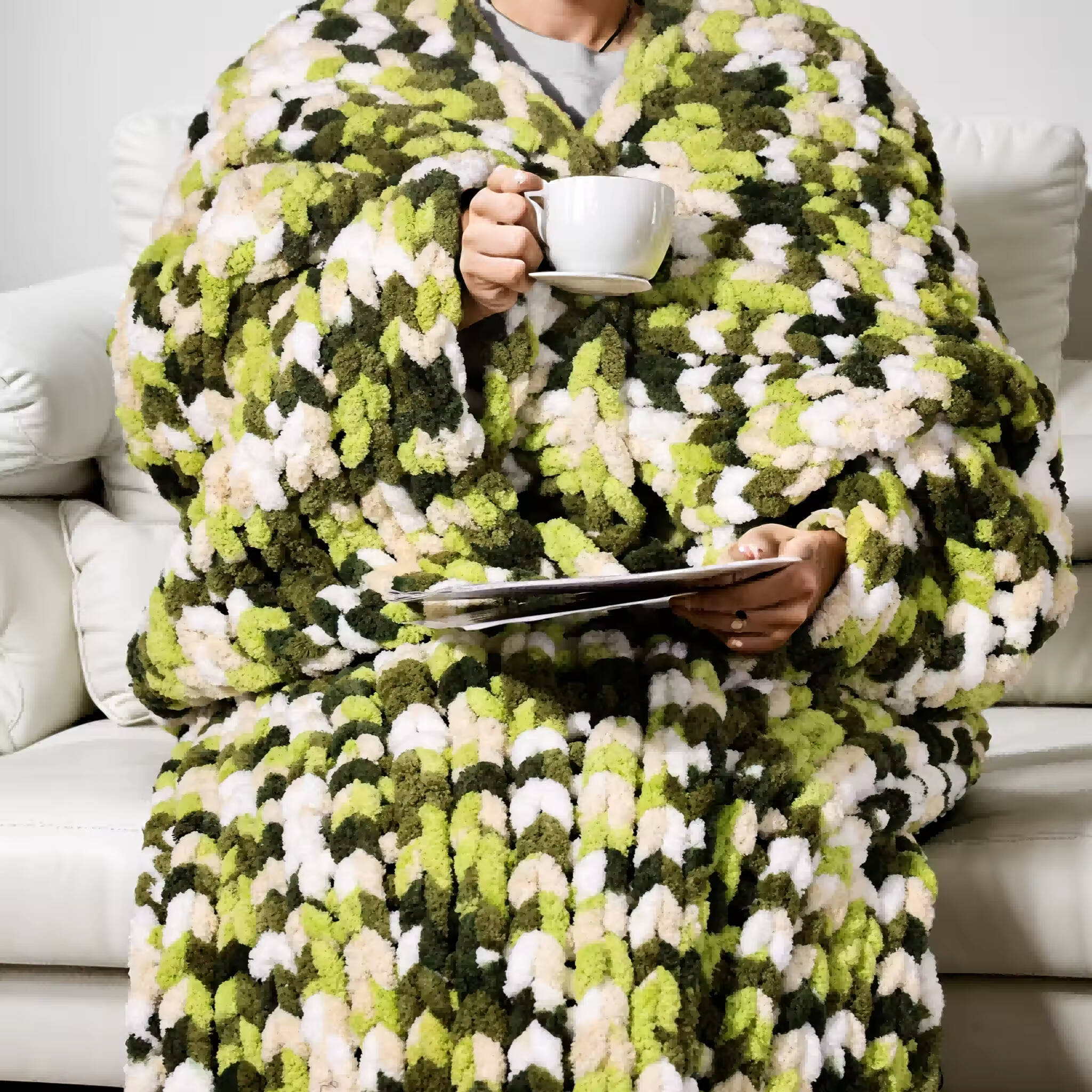 Source Factory Chunky Knit Blanket Printed Blankets for Winter Use in Home and Office