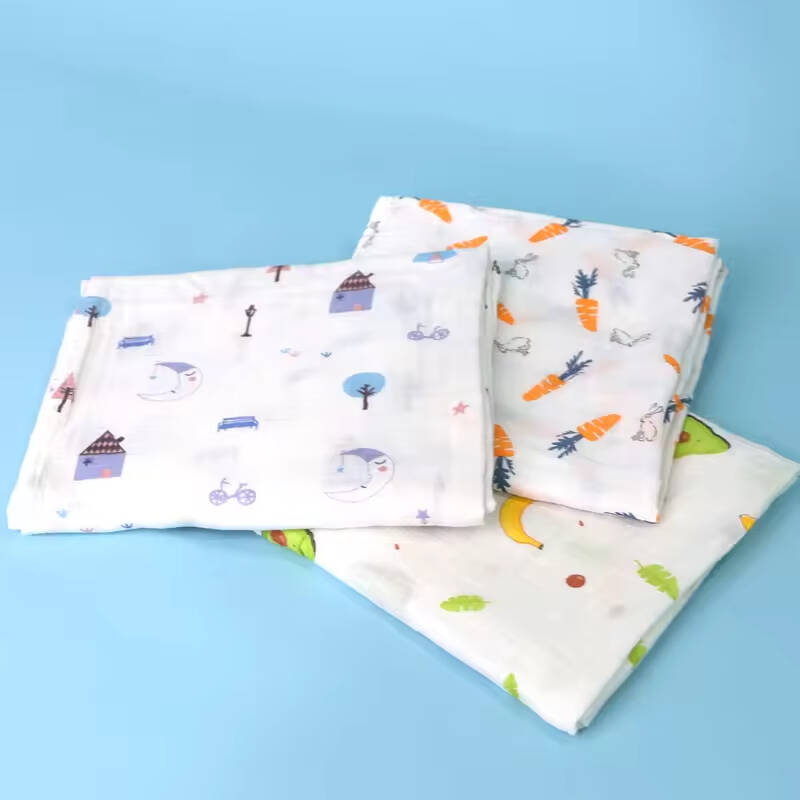 Newborn Shower 2 Layers for Newborn Baby Olive Duck Coconut Tree Bamboo Cotton Baby Muslin Swaddle Blanket Warp Set