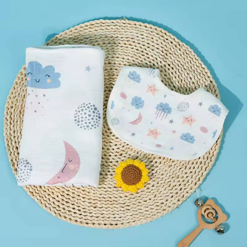 Muslin Wholesale High Quality Modern Manufacturer Baby Bib Muslin Blanket Set for Newborn