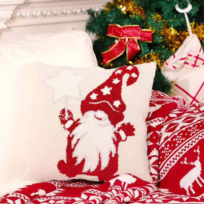 Fast Shipping Large Cartoon Printed Characters with Exquisite and Luxurious Christmas Style Needlepoint Pillow for Home Use