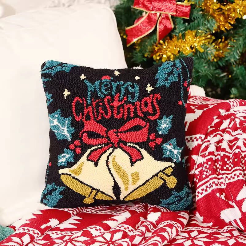 Private Label Christmas Needlepoint Pillow Cover Knitted Cushion Cover Christmas Decorations Printing Throw Pillow