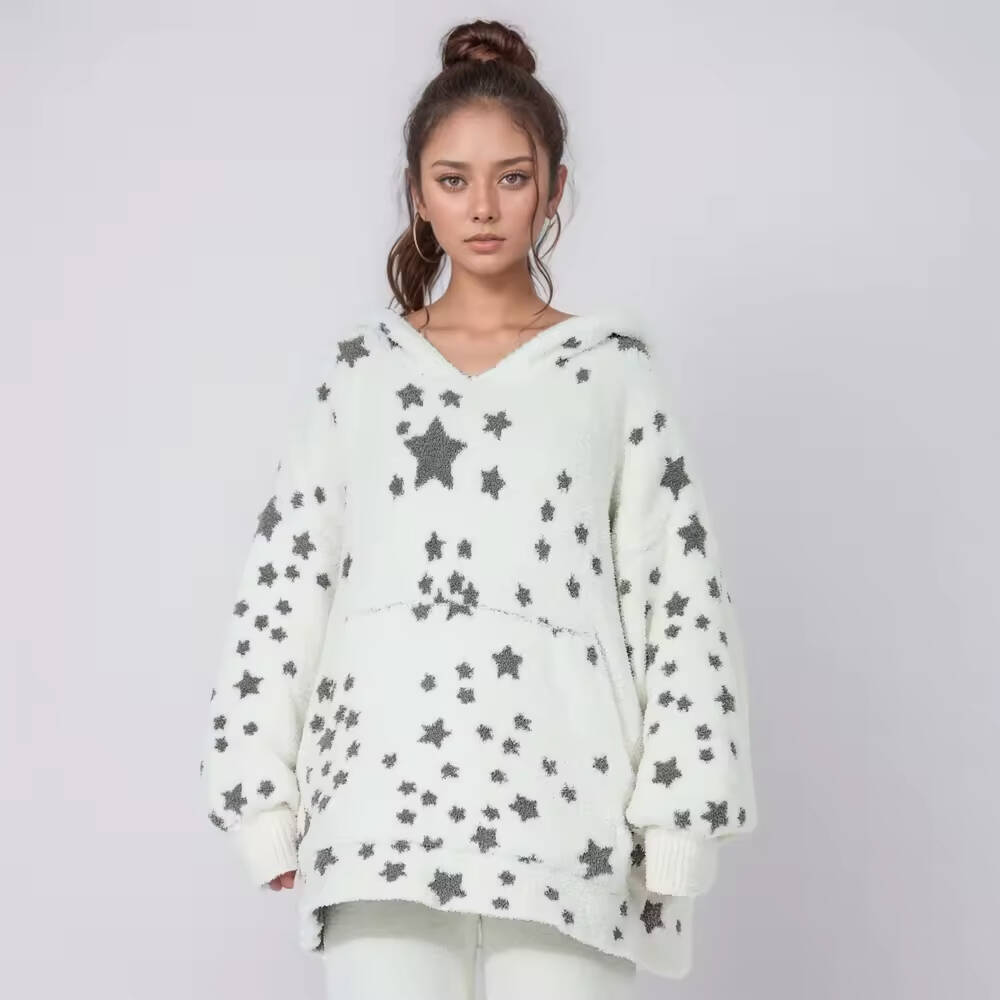 Source Factory V-neck Knitted Home Clothes with Solid Color Printing Customized Size for Customers