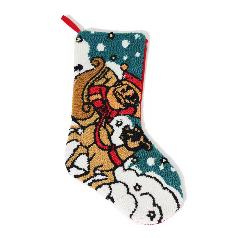 Customized Wholesale Cute Santa Claus Riding Elk Pillow Christmas Needlepoint Pillow Christmas Stocking Velvet for Home