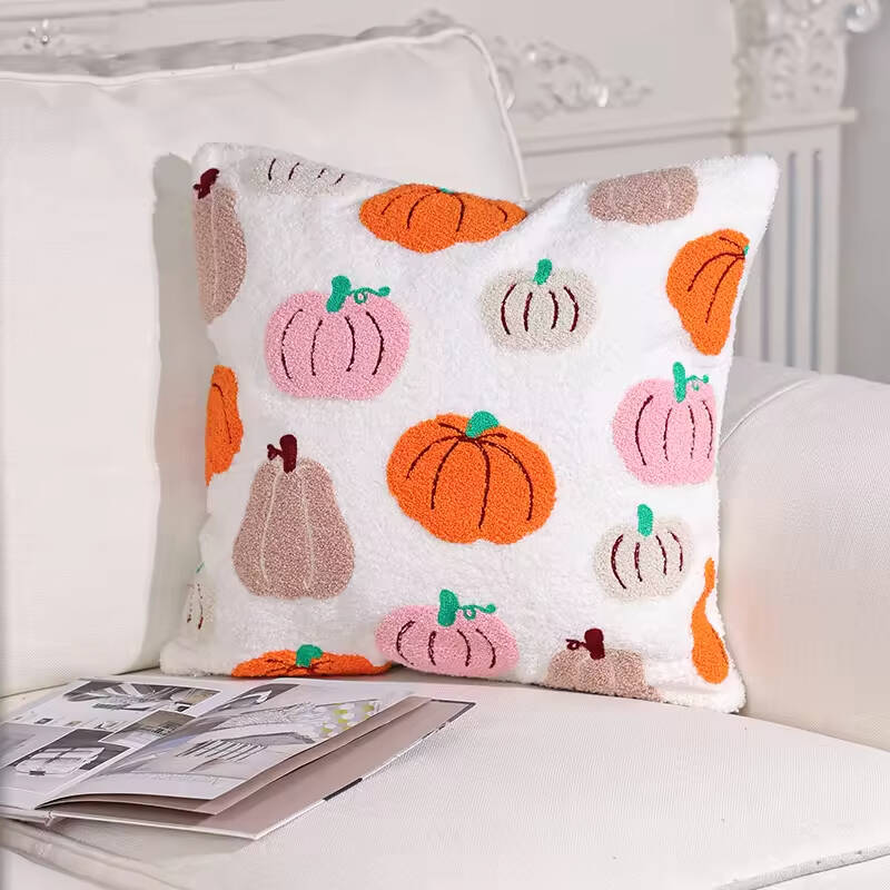 Factory Price Colorful Pumpkin Print Pattern Hook Pillow Customized Pattern Size square Hook Pillow