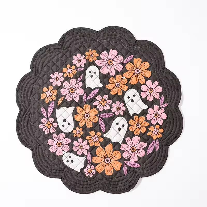 Wholesale Price Ghost Flower Lace Shape 100% Polyester Placemat for Dining Tables