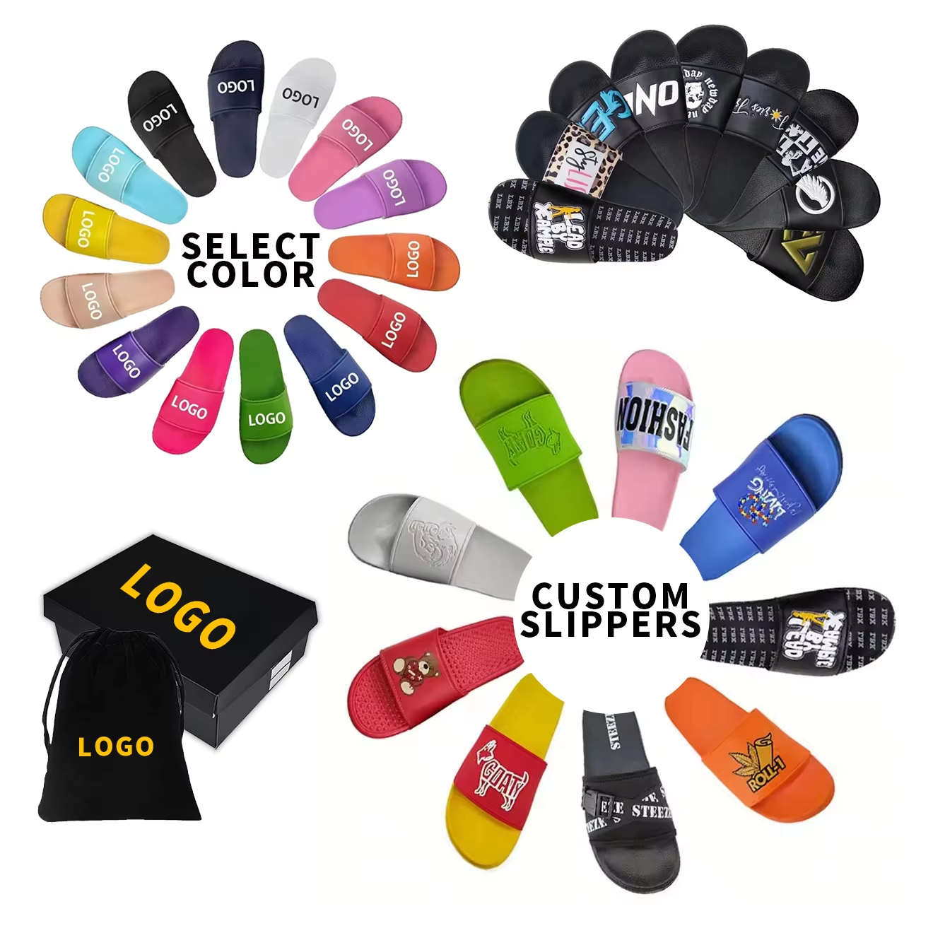 Customizable logo team club design OEM custom black PVC slippers sandals men summer beach wholesale solid color