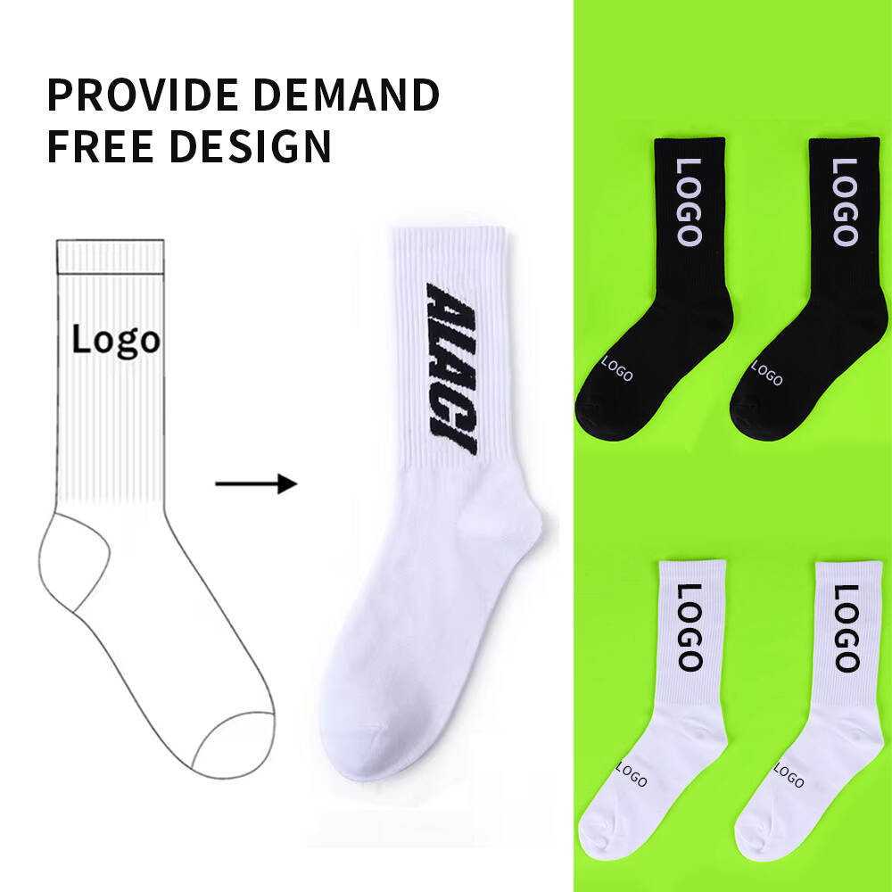 2024 Unisex High Quality 100% Cotton Sports Socks Customized Logo Design Sport Fun Casual Socks-copy