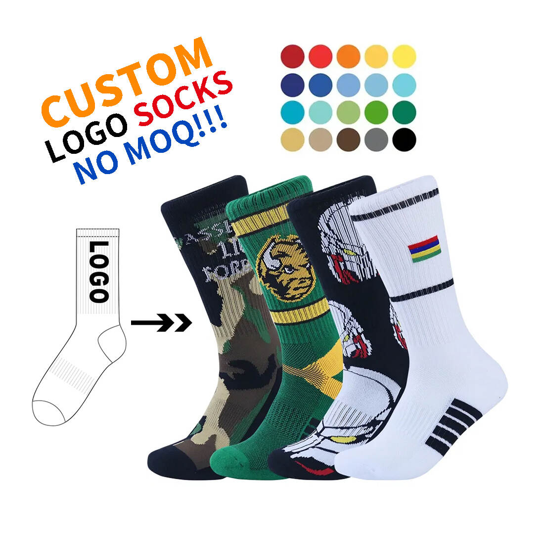 Free design of customized sports socks for clubs, teams, companies, brands, custom high-top fitness socks, thick-soled winter