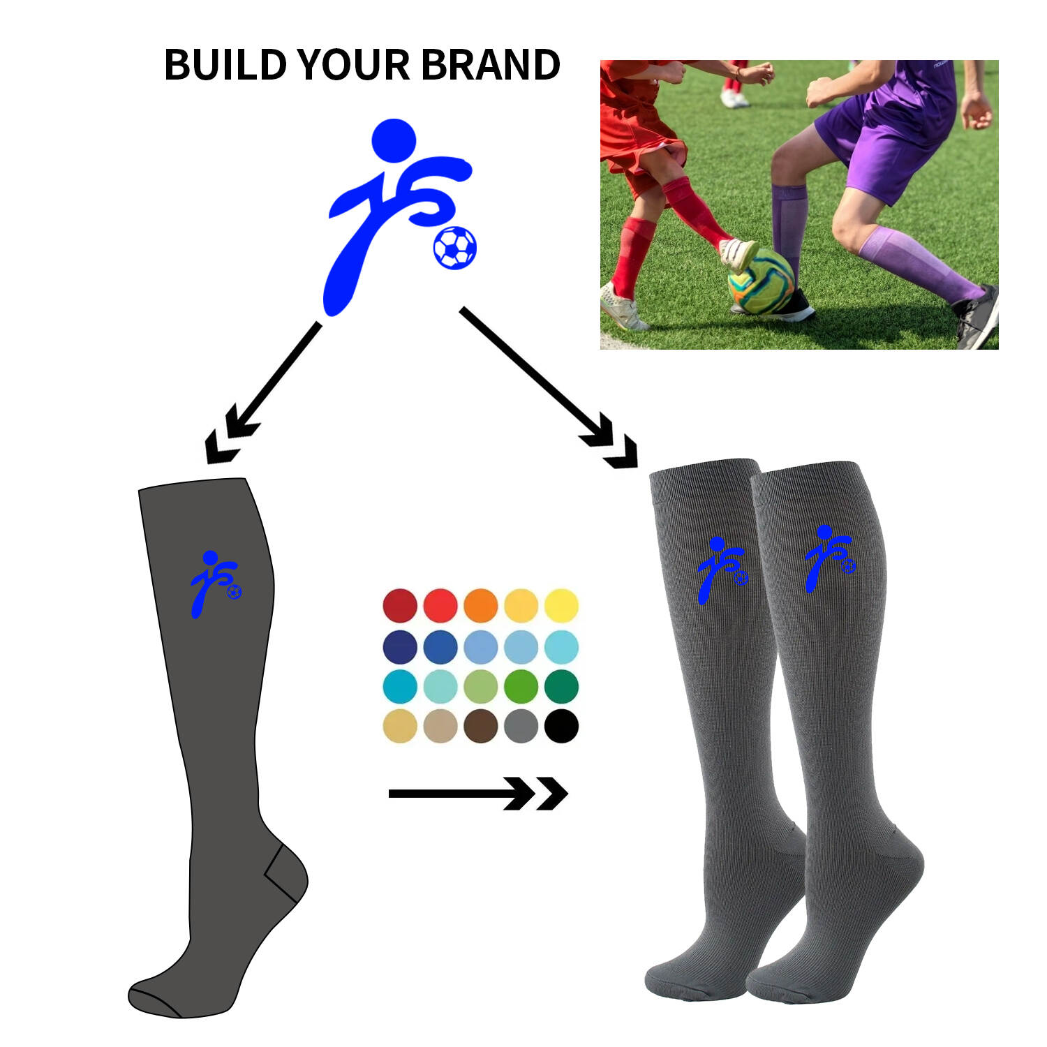 Unisex Solid Knee High 20-30 mmhg Compression Socks Thick Calf Compression Socks with Bottom Body Logo Custom for Winter Season