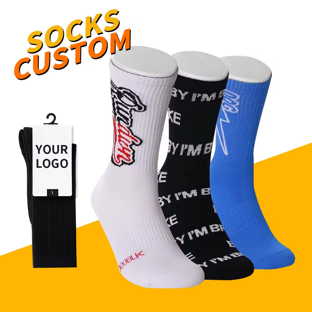 High Quality Cotton Men's Casual Socks Customizable Logo Design Hand-painted Printing Colorful Pattern Fall Body Cuff