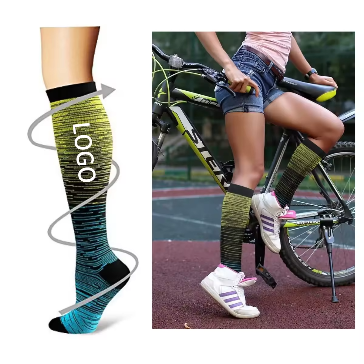 Unisex Solid Knee High 20-30 mmhg Compression Socks Thick Calf Compression Socks with Bottom Body Logo Custom for Winter Season