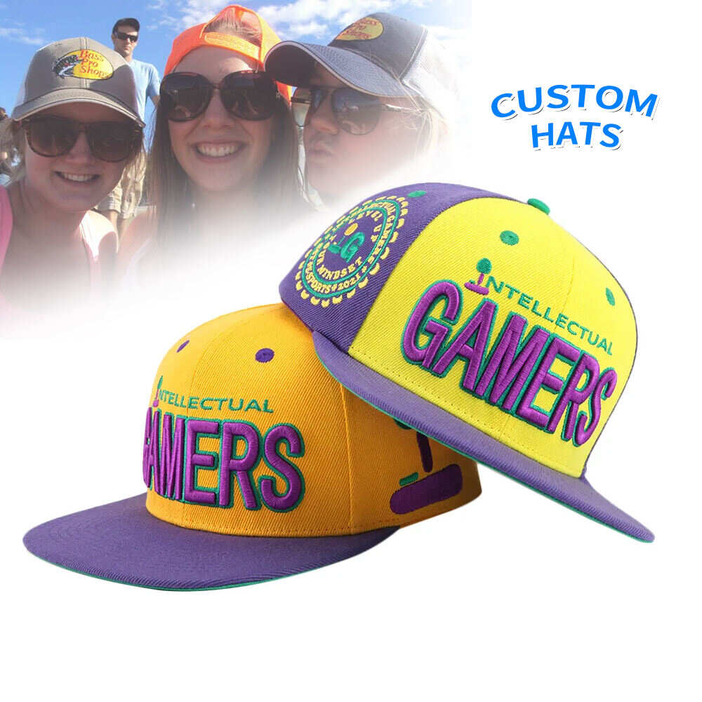 High Quality Custom Cotton Mens Hats Colorful 3D Logo Flat Brim Sports Caps One Size Fits Most People Style 6-Panel Hat