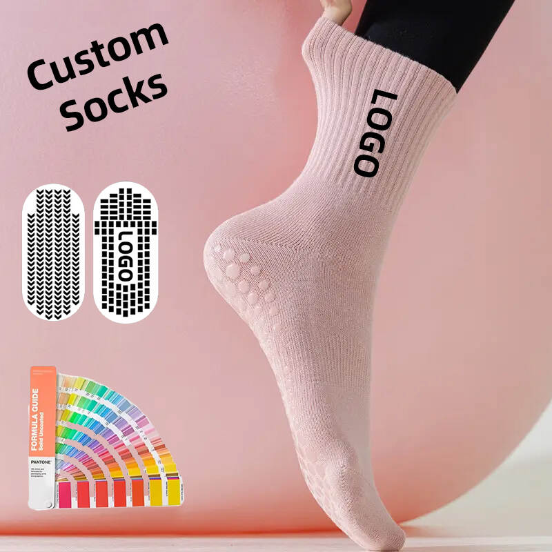 Wholesale Custom High Quality Elastic Women's Mid-Tube Yoga Socks Cotton Fitness Grip Pilates Socks