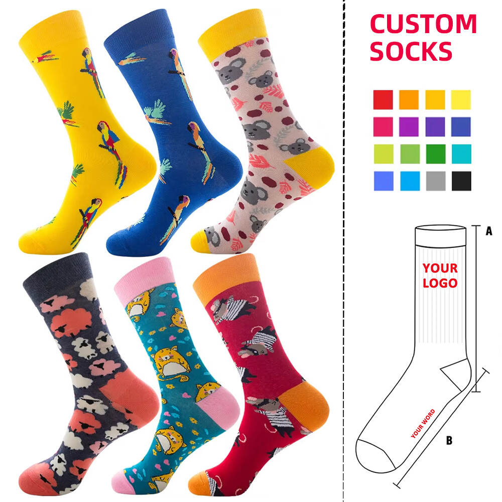 Wholesale Custom Cute Animal Socks Mid-Tube Cotton Printed Jacquard Unisex Funny Happy Socks