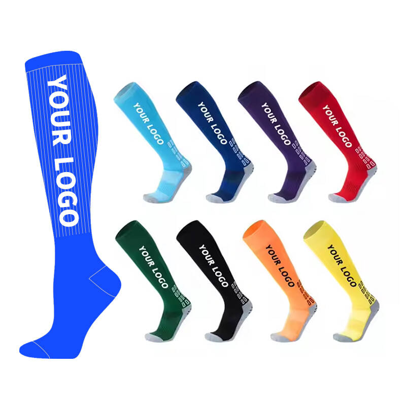 Customized LOGO sports socks long over knee football socks non-slip grip socks for adults and children