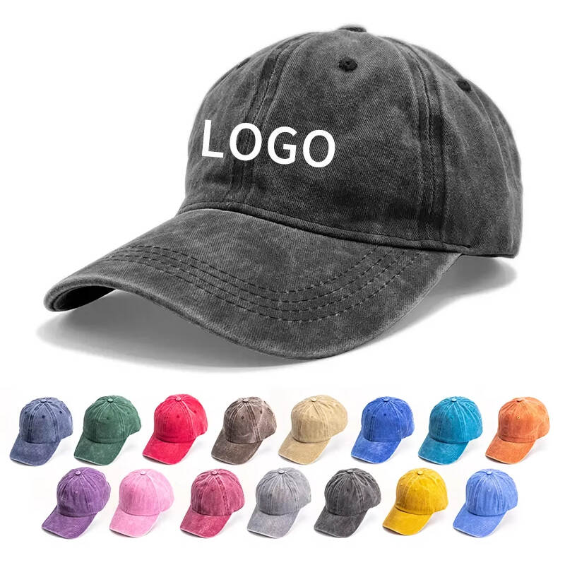 Wholesale Embroidery Acid Washed Vintage Distressed Unisex Plain Cotton Baseball Caps Custom Logo 6 Panel Blank Dad Hat