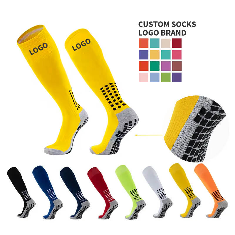High quality knee-length non-slip football socks for adults and children, support customized exclusive team logos