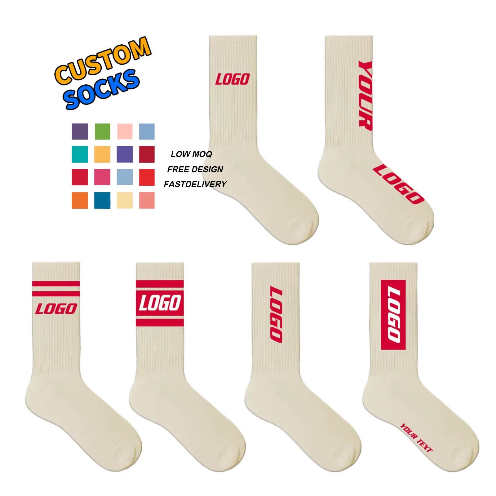 Men's sports socks OEM customized pure cotton mid-tube running basketball socks customized logo free design