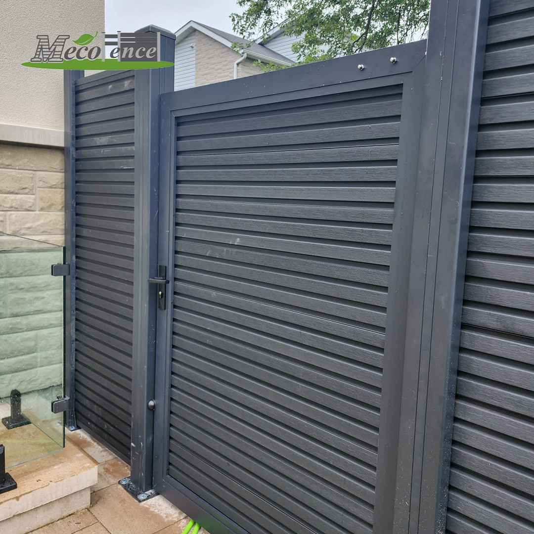 Black 3D slat wall fence finished project in the yard