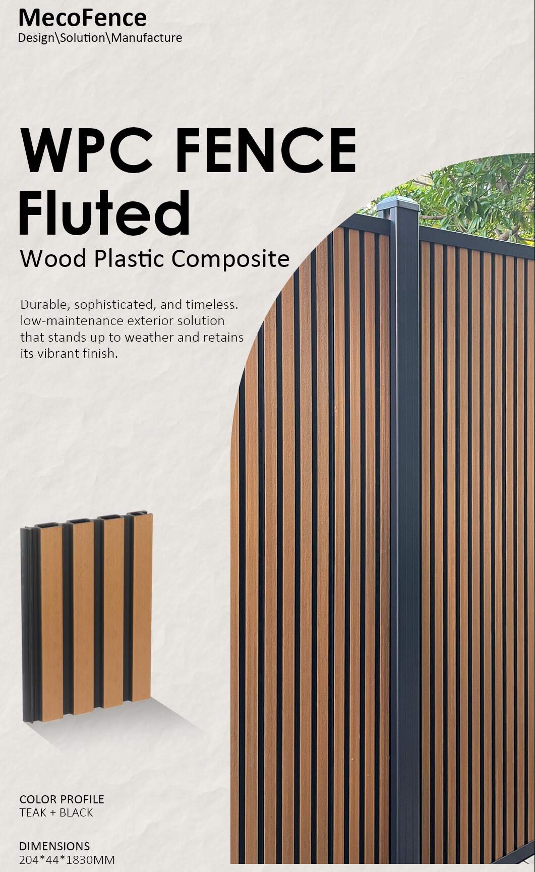 Slat composite fence| Dual tone 3D design Privacy fence