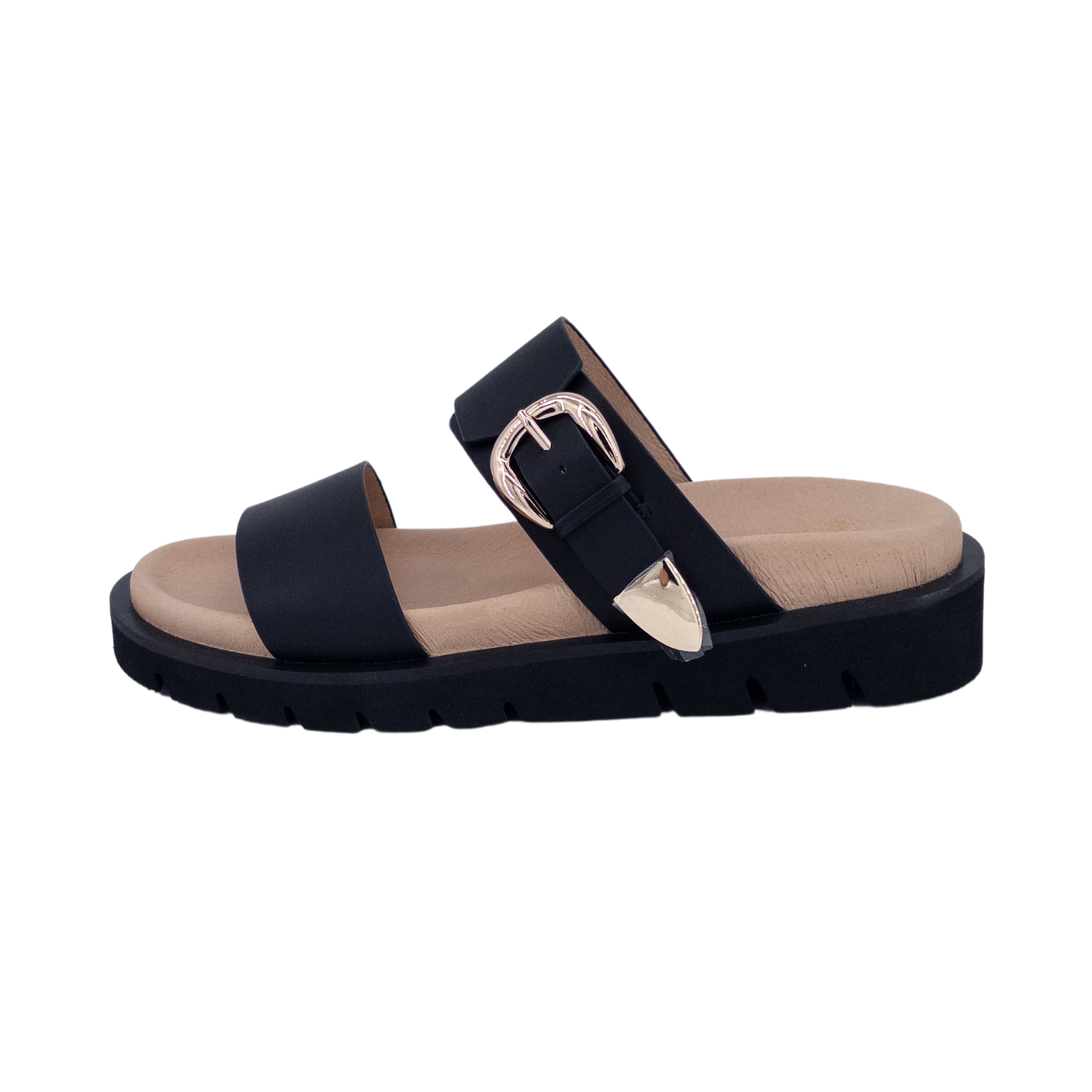 Ergonomic platform sandals; Comfort slides for women; White label summer footwear; Chunky sole slide sandals; Casual buckle platform shoes