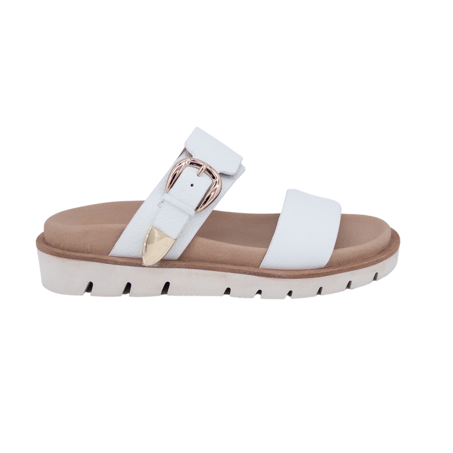 Ergonomic platform sandals; Comfort slides for women; White label summer footwear; Chunky sole slide sandals; Casual buckle platform shoes