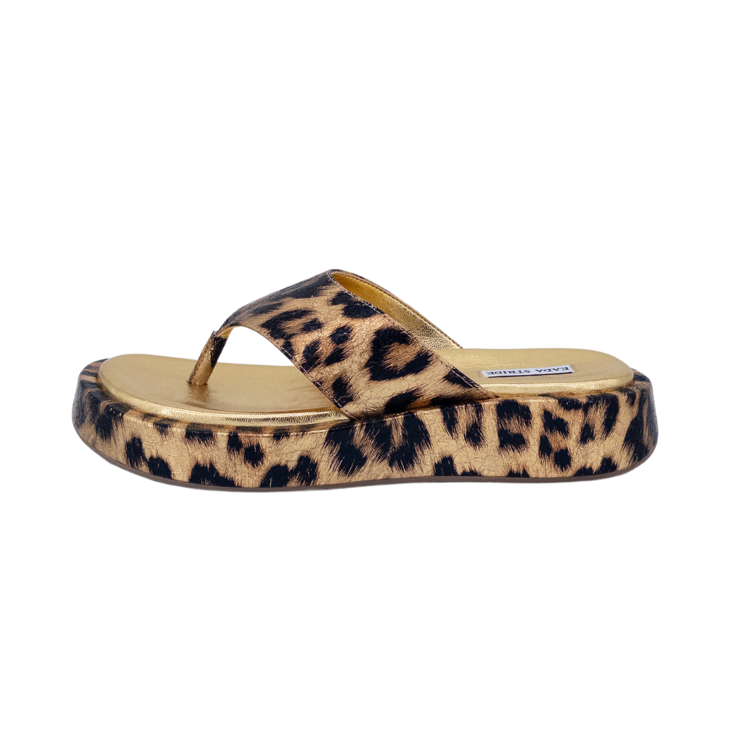 High rise platform sandals; Leopard print thong sandals; Cushion platform flip flops; Trendy summer platform shoes; Bold women’s platform sandals