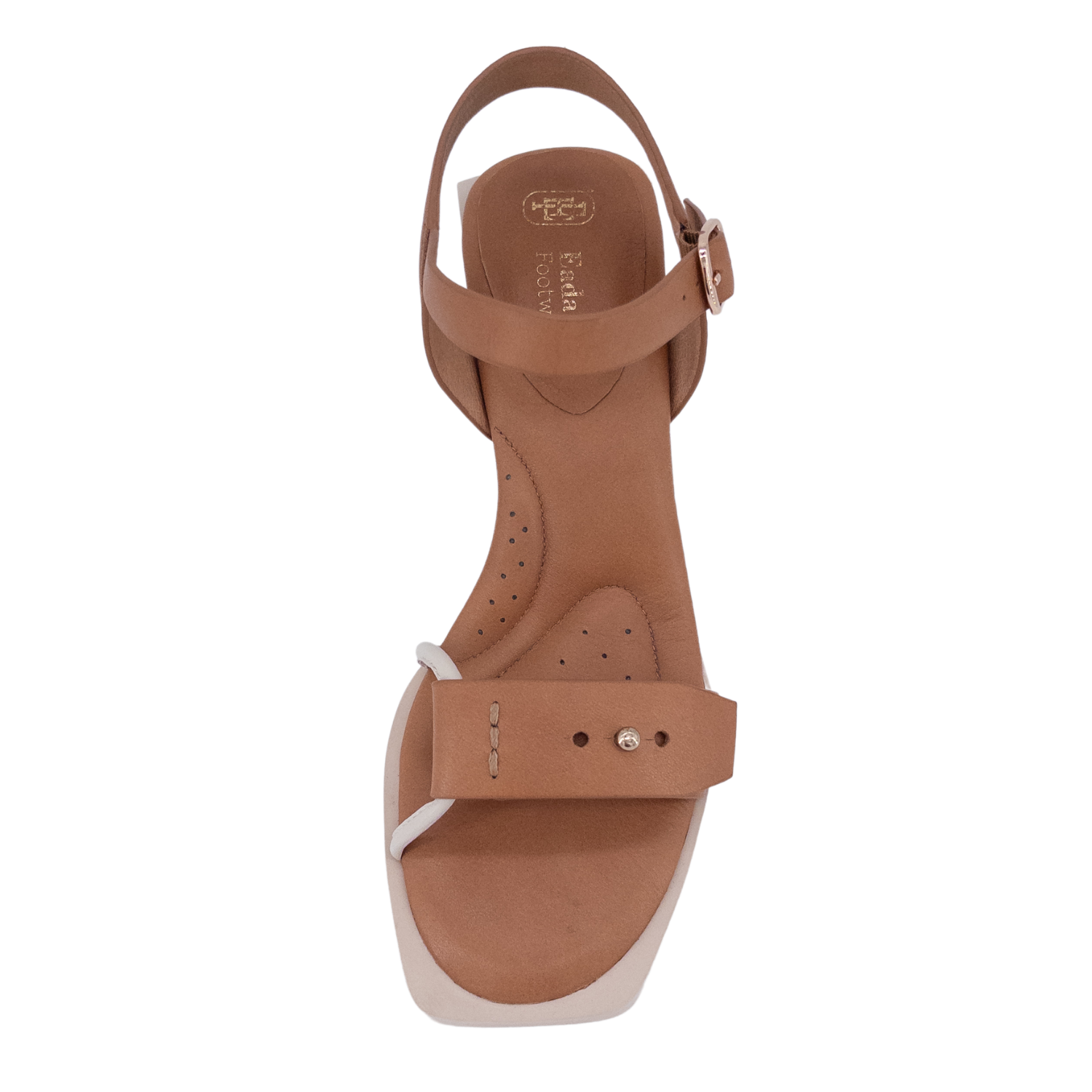 Comfort heel sandals for women; Block heel dress sandals; Soft insole fashion heels; Contoured footbed heel shoes; White label heeled sandals