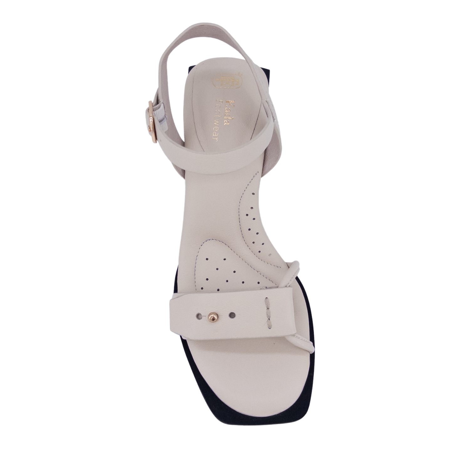 Comfort heel sandals for women; Block heel dress sandals; Soft insole fashion heels; Contoured footbed heel shoes; White label heeled sandals