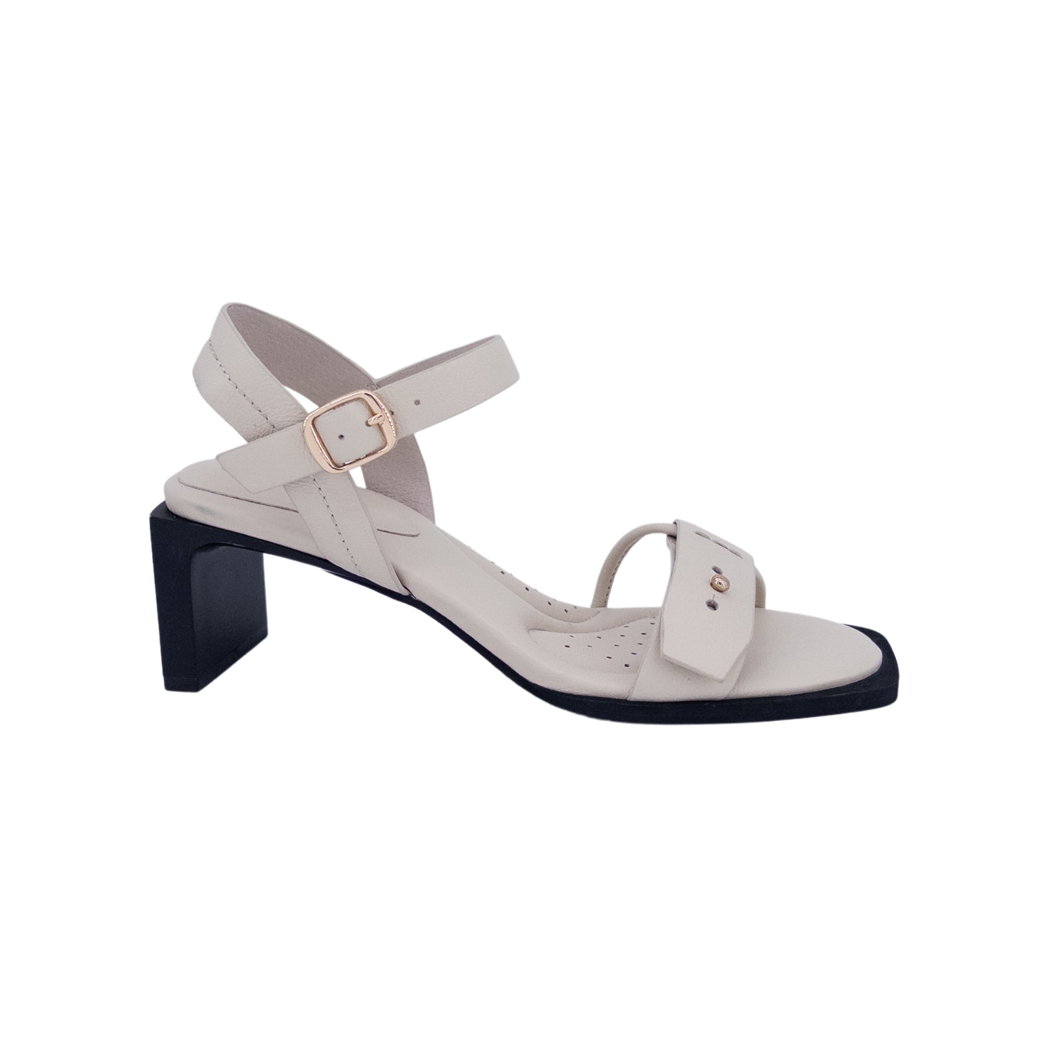 Comfort heel sandals for women; Block heel dress sandals; Soft insole fashion heels; Contoured footbed heel shoes; White label heeled sandals