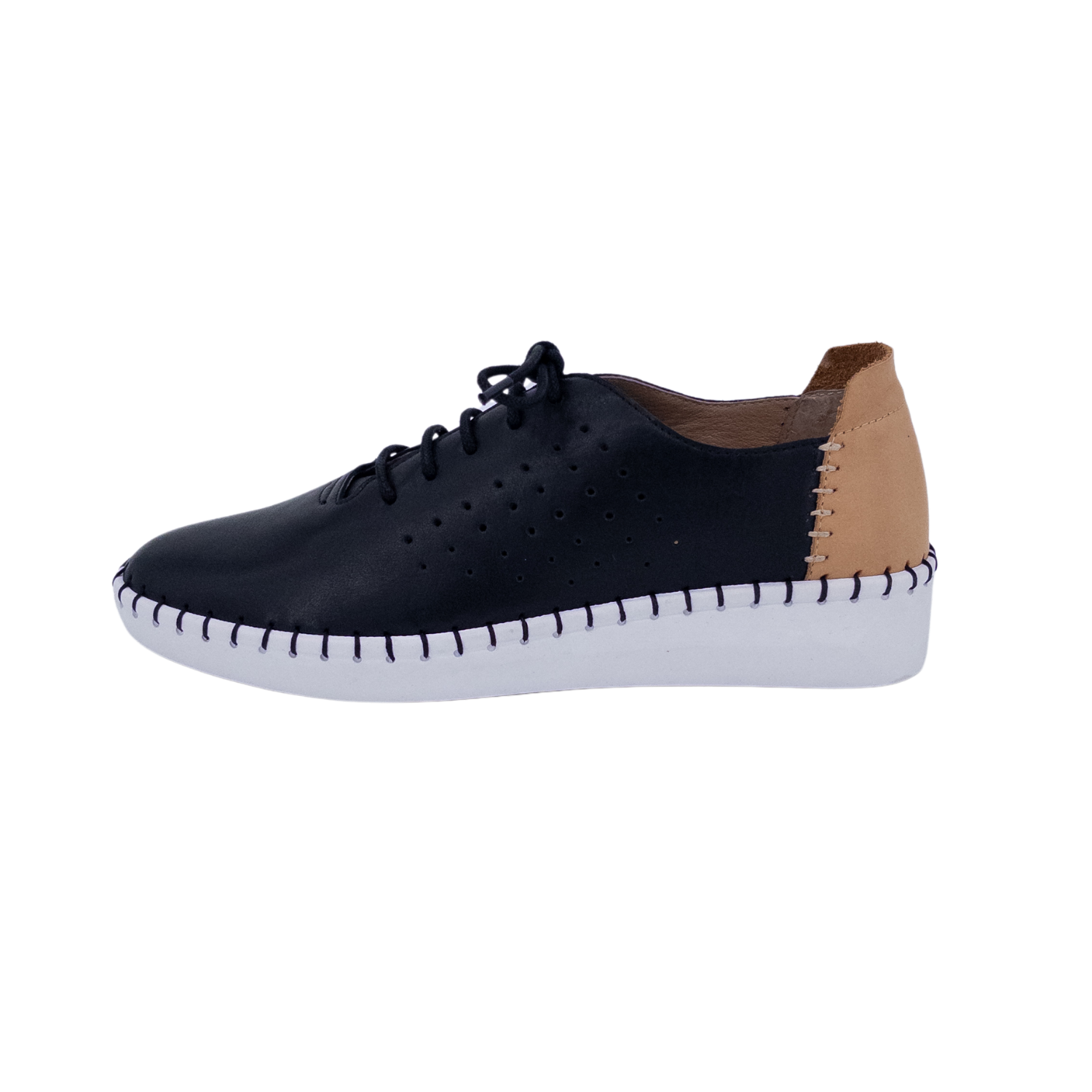 Whipstitch detail sneakers; Artisan-inspired casual shoes; Women’s leather cupsole sneaker; Crafted fashion sneakers; Whipstitch low top sneakers