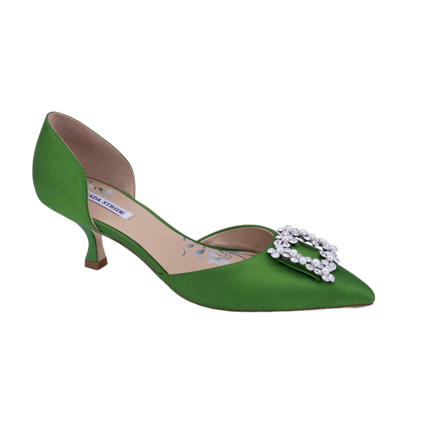 Rhinestone Embellished Satin Pumps