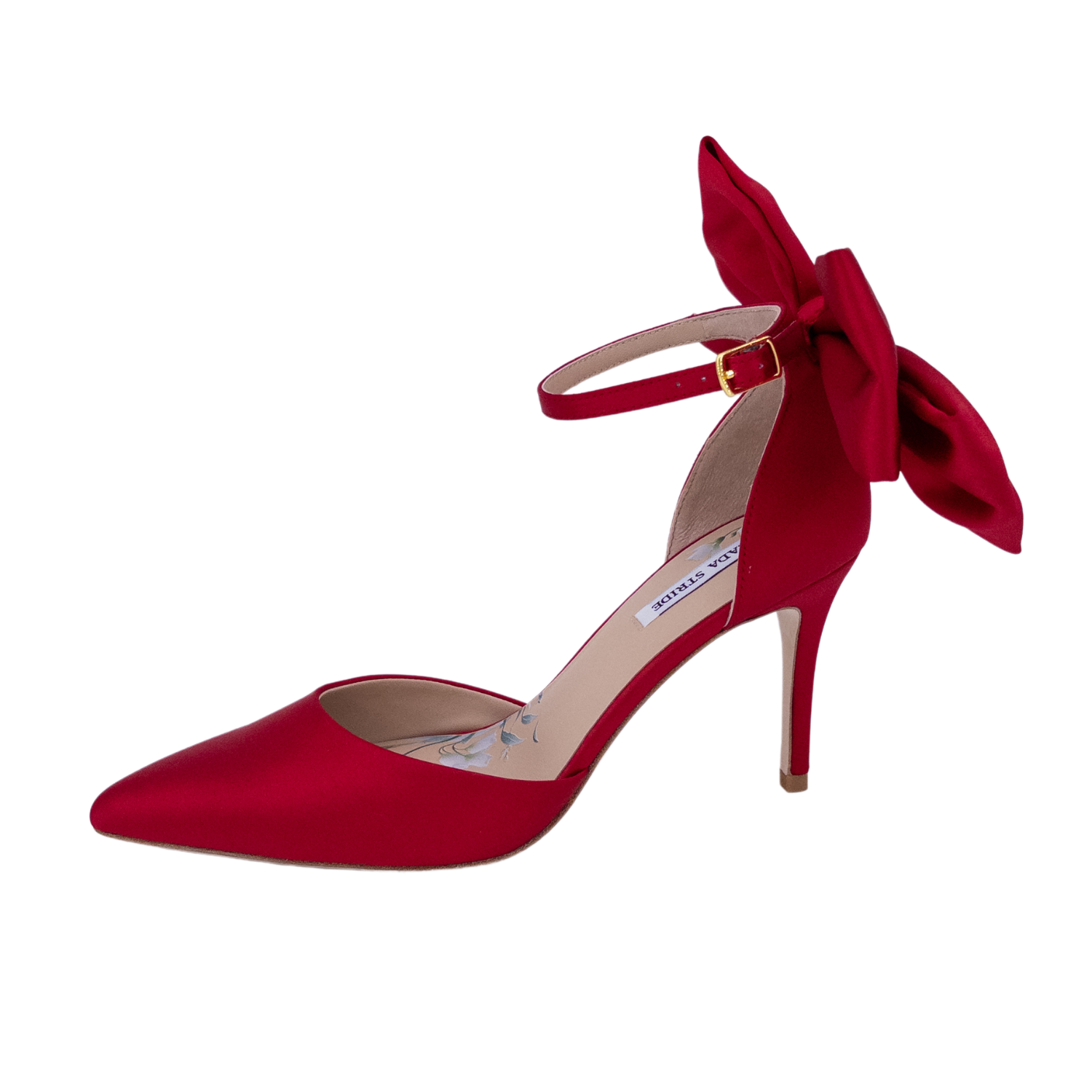 Satin Ankle Strap Heels with Statement Bow