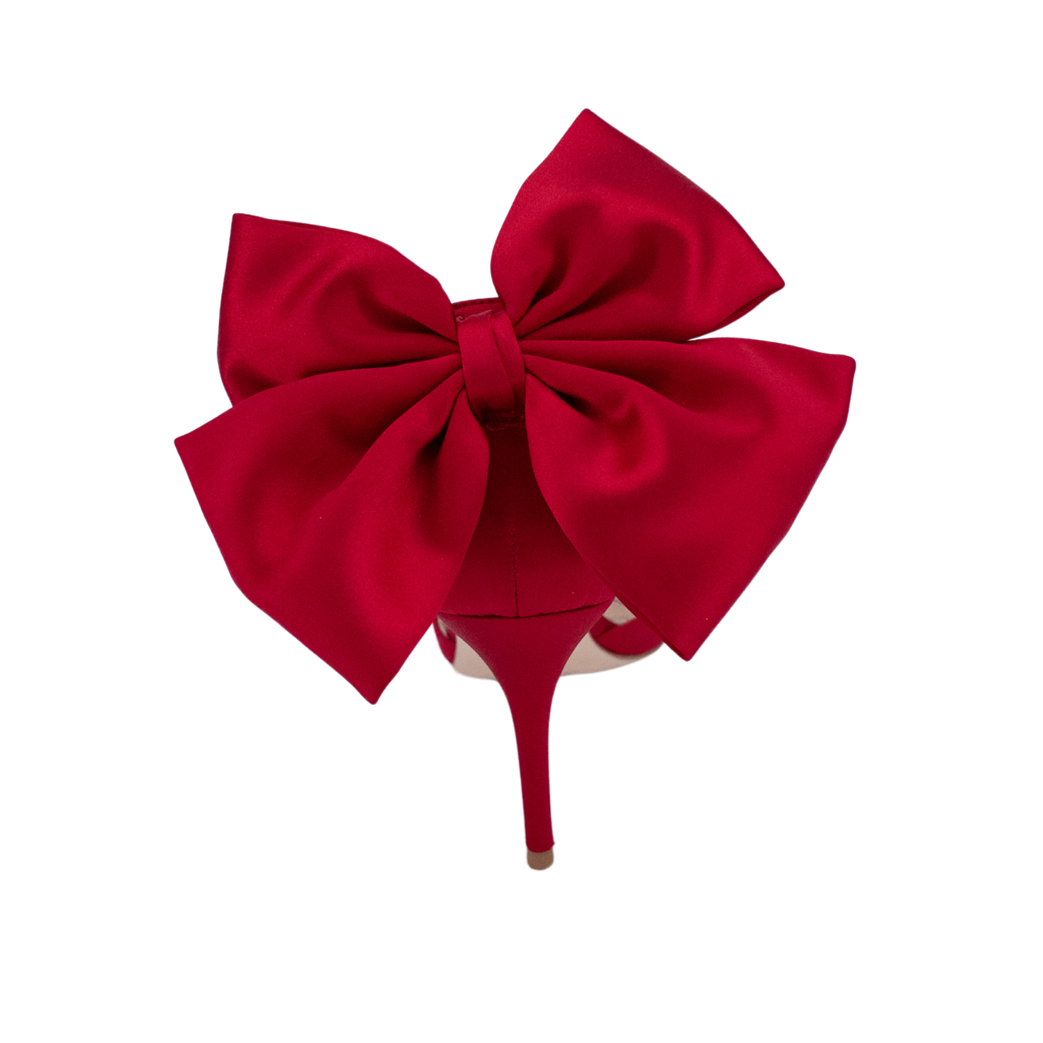 statement bow heels wholesale; red and black satin ankle strap pumps; high heel evening shoes manufacturer; bold party heels B2B supplier; fashion-forward wholesale women's heels
