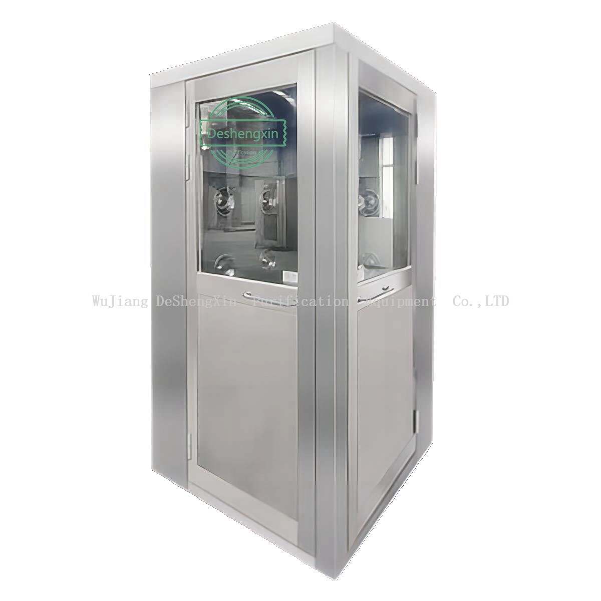 L-Shaped Air Showers, air shower, contamination control, cleanliness standards, hygiene solutions, space-saving design, industrial cleaning, advanced filtration, particle removal, efficient cleaning